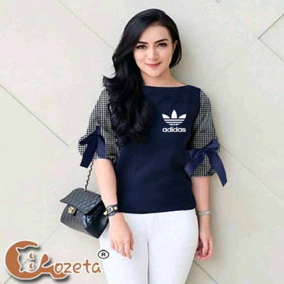 Bowa Adidas Blouse Bordir Navy