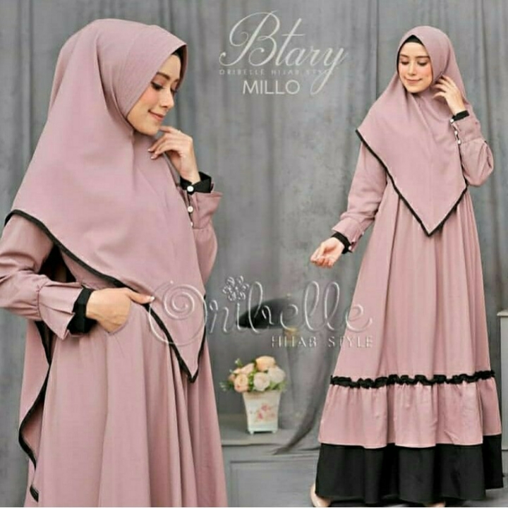 Btary Syari  Gamis Set Khimar  Baju Maxi Muslim