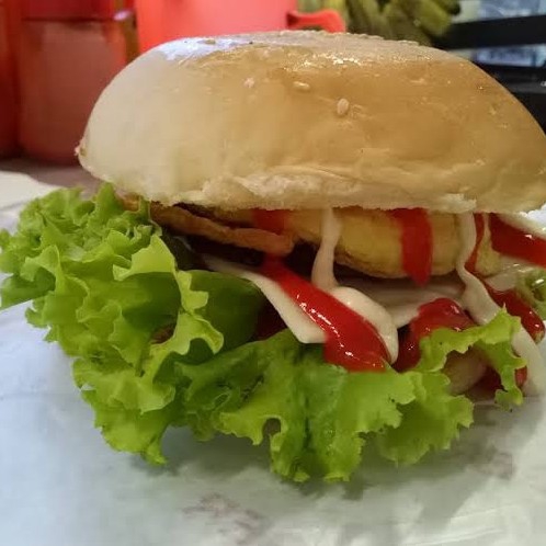 Burger Telur Sosis Nugget Keju