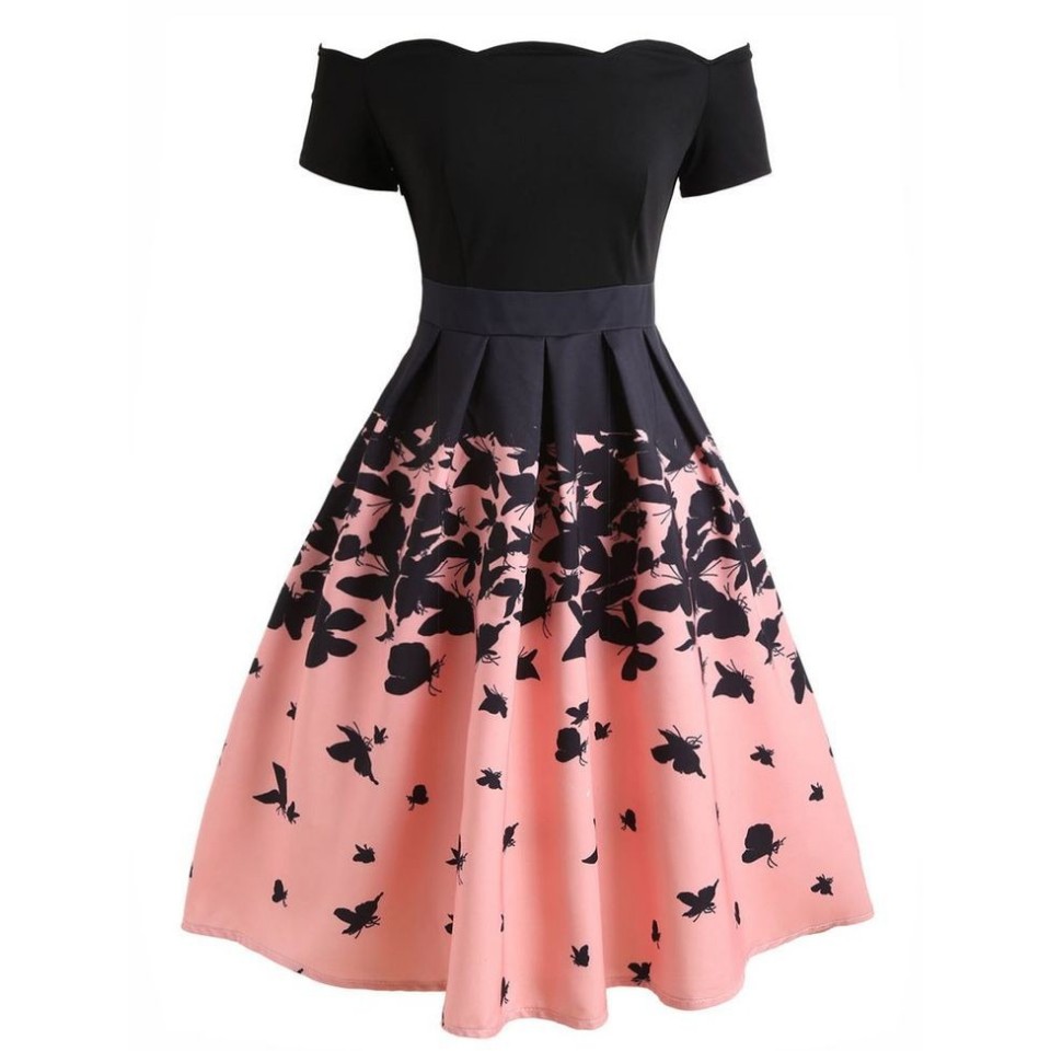 Butterfly Swing Black Dress