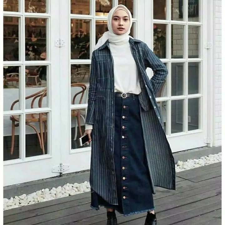 Buttona Rok JeansSkirt HijabBawahan