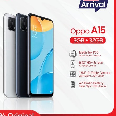 C10-- OPPO A15 RAM 3 GB ROM 32 GB MERK  PER UNIT 3