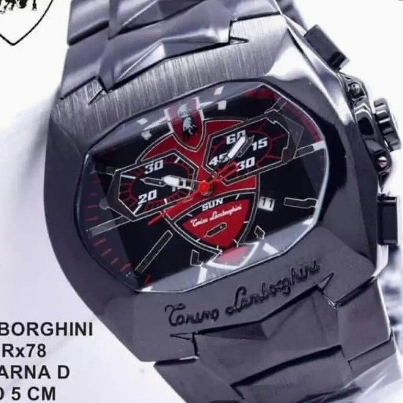 C3-- JAM TANGAN PRIA LAMBORGHINI E2156 RANTAI STAINLESS  MERK - PER UN