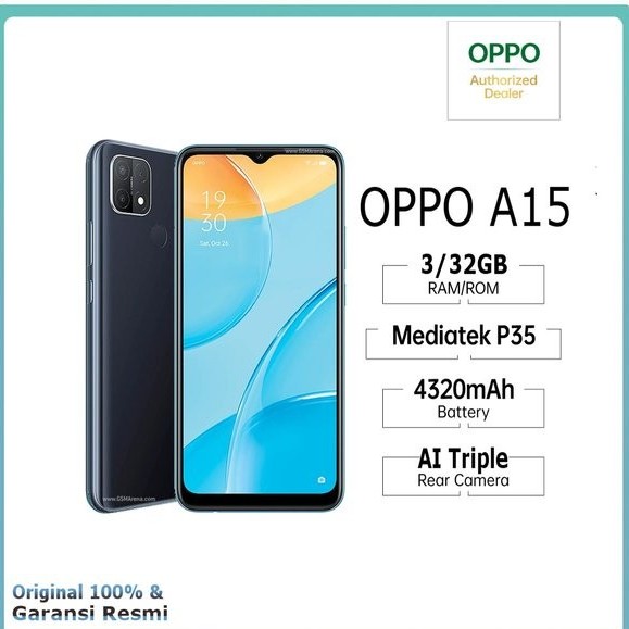 C3-- OPPO A15 RAM 3 GB ROM 32 GB MERK  PER UNIT