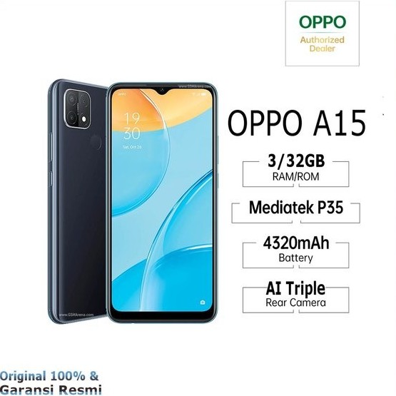 C6-- OPPO A15 RAM 3 GB ROM 32 GB MERK  PER UNIT 2