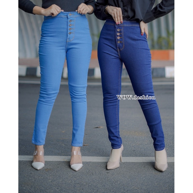 CELANA HW KANCING 5 AKTIFCELANA JEANS WANITA
