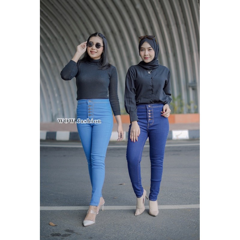 CELANA HW KANCING 5 AKTIFCELANA JEANS WANITA 3