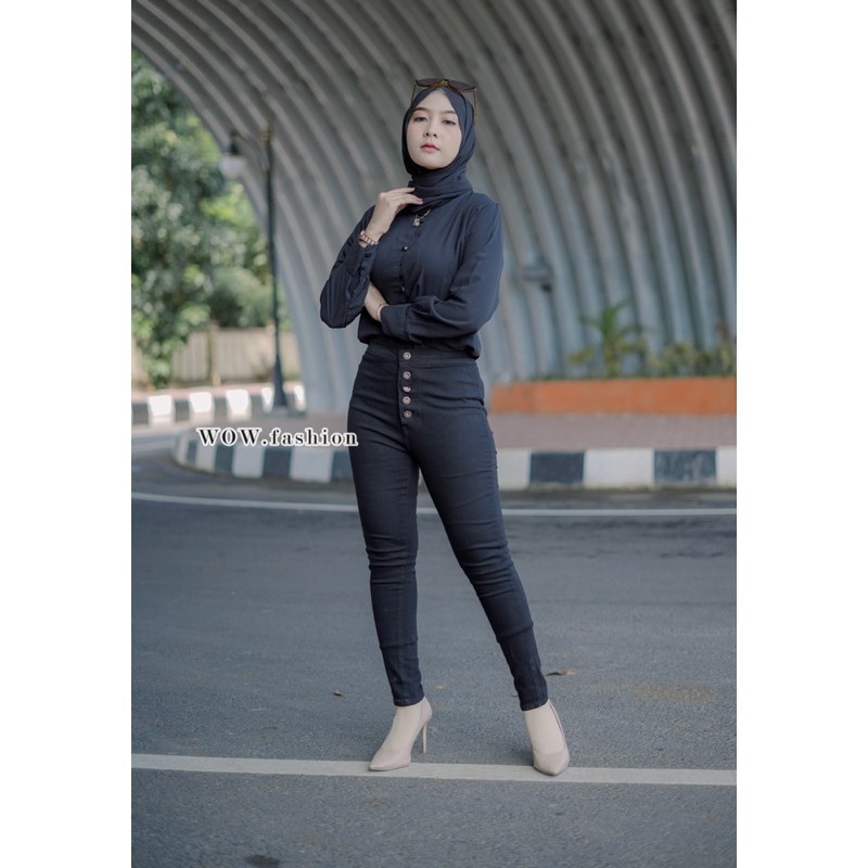 CELANA HW KANCING 5 AKTIFCELANA JEANS WANITA 4