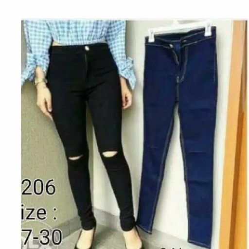 CELANA JEANS HW SOBEK LUTUT