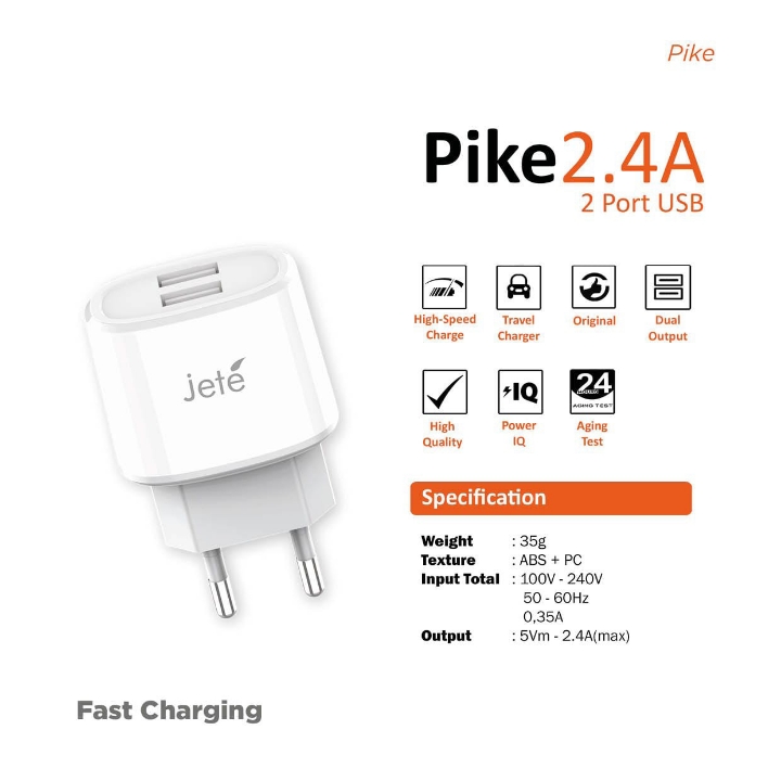 CHARGER USB 2 PORT JETE PIKE 24A