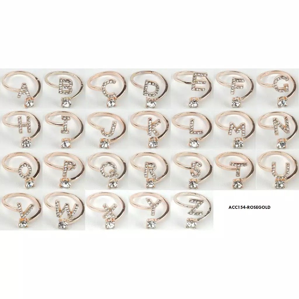 CINCIN PERMATA GOLD  ROSEGOLD 26 HURUF ALFABETA U - Z WANITA AKSESORI 2