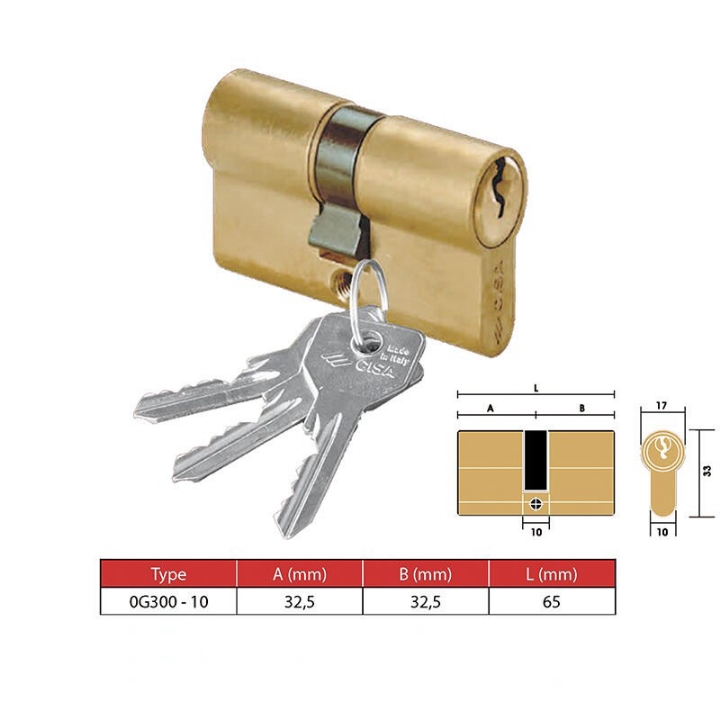 CYLINDER OG300-10 A BRASS