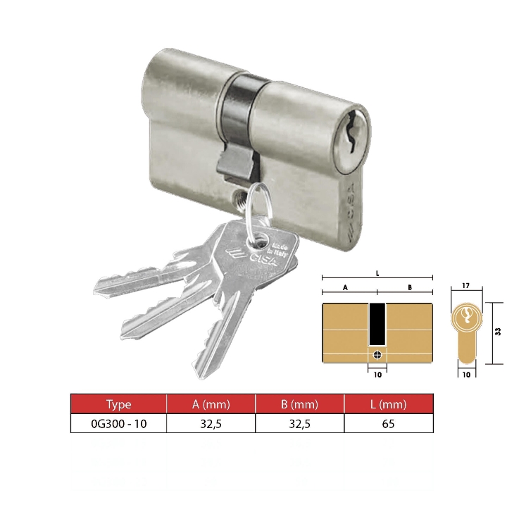 CYLINDER OG300-10 US14 BRASS