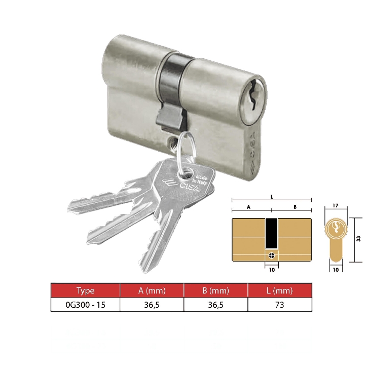 CYLINDER OG300-15 US14 BRASS