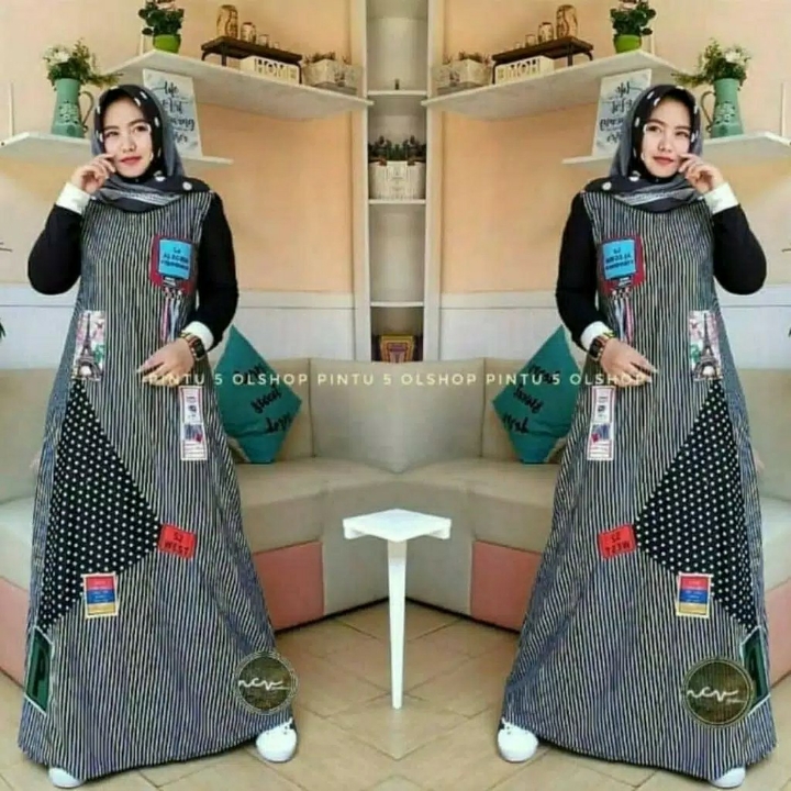 Calista Dress Maxi Gamis Salur Spandex Premium