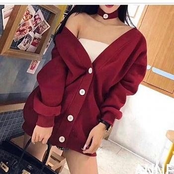 Cardi Rajut Milea Maroon 