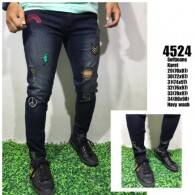 Celana Jeans Bordir Sobek Tembus Pria Ripped