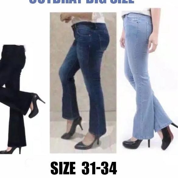 Celana Jeans Cutbray Polos Jumbo Bigsize