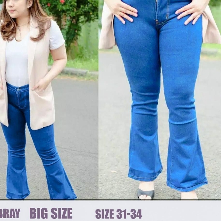 Celana Jeans Cutbray Polos Jumbo Bigsize 4