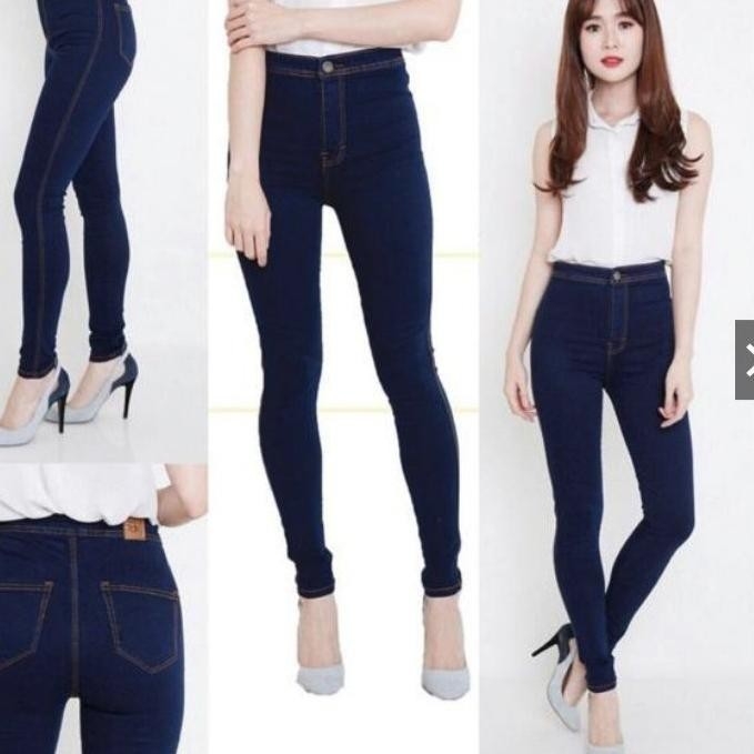 Celana Jeans High Waist Pants Bahan Soft Jeans 4