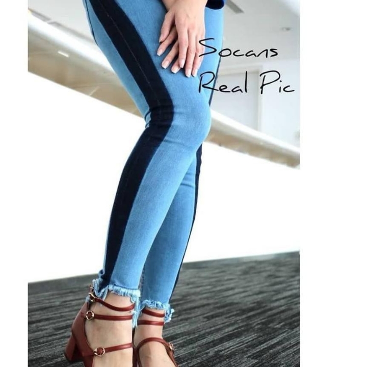 Celana Jeans Highwaist Punny List Sobek