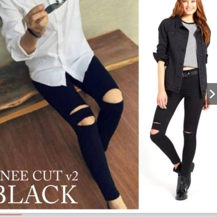 Celana Jeans Hw Knee Cut V2 Sobek 1dan2