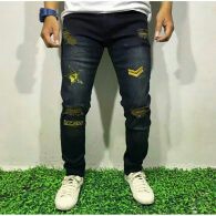 Celana Jeans Pria Sobek Ripped Skinny