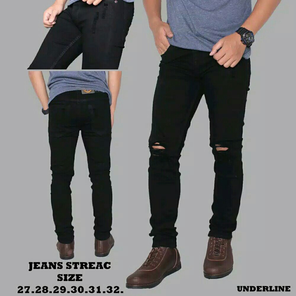 Celana Jeans Ripped Celana Jeans Sobek  Celana Jeans  Slim fit  Cel