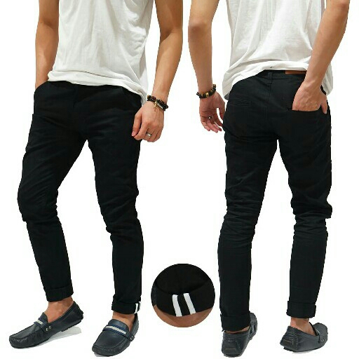 Celana Panjang Chino With Ribbon List Black