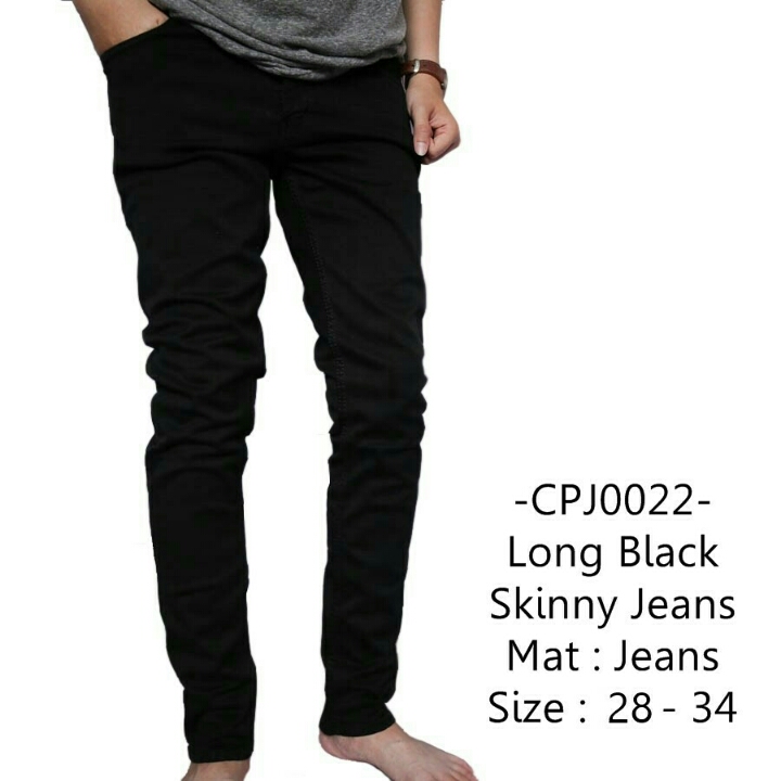 Celana Panjang Jeans Pria Distro Hitam Polos  2