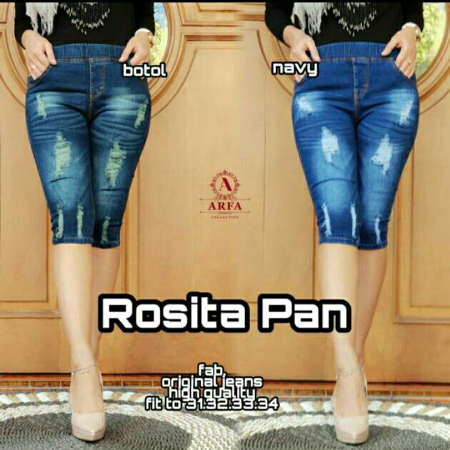 Celana jeans wanita jeans 78 jeans sobek jeans pinggang kolor rip 3