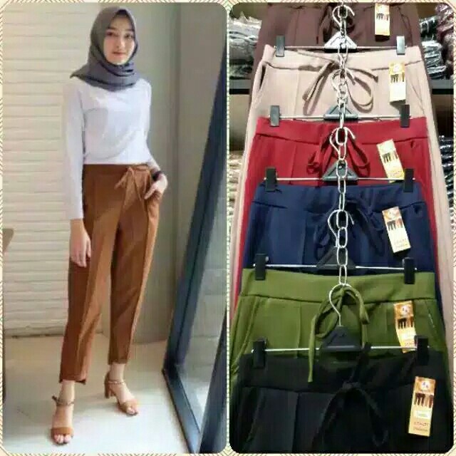 Celana leging panjang wanita jien pant tulang wafle crab celana panjan