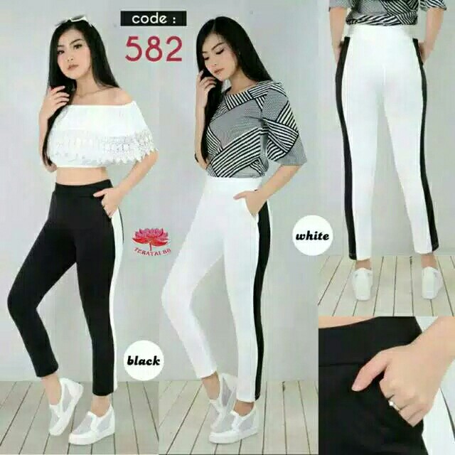 Celana panjang wanita zara pant side strip celana pa 2