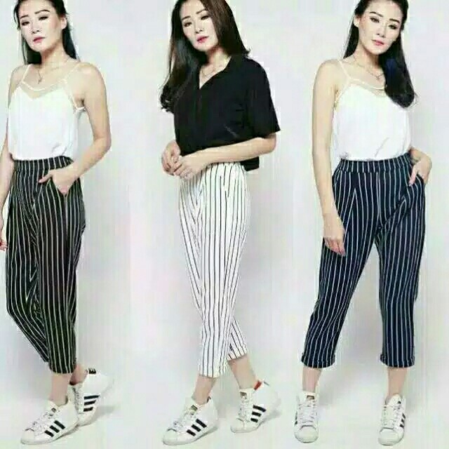 Celana salur zara pant celana panjang wanita