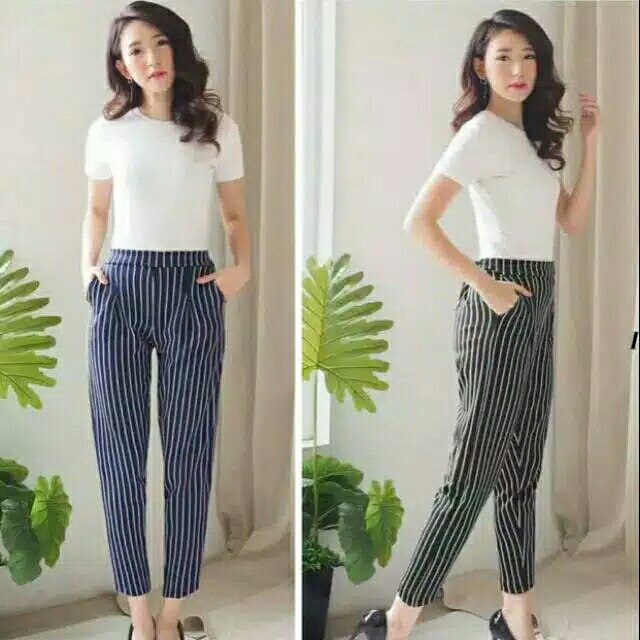 Celana salur zara pant celana panjang wanita 2