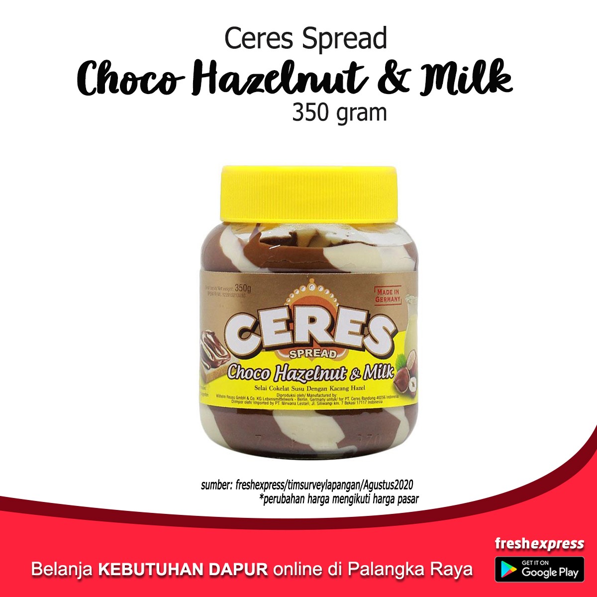 Ceres Spread Choco Hazelnut and Milk 350 Gram