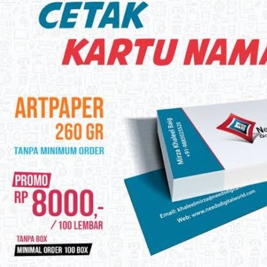 Cetak Kartu Nama BC Tik Laminating 2 Sisi