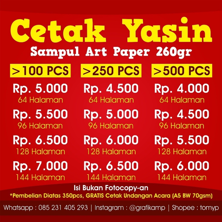 Cetak Yasin Custom