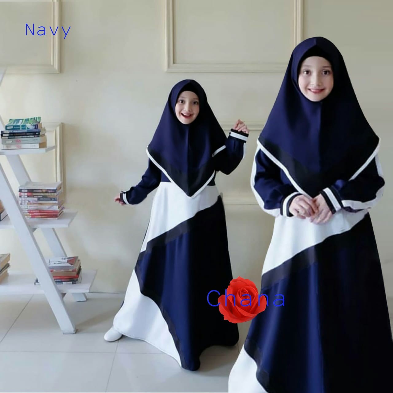 Chana Syari Warna Navy All Size Fit 7-9 Tahun