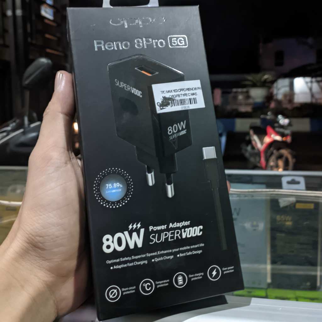 Charger Oppo Original 80 Watt Fast Charging Real Black Type C