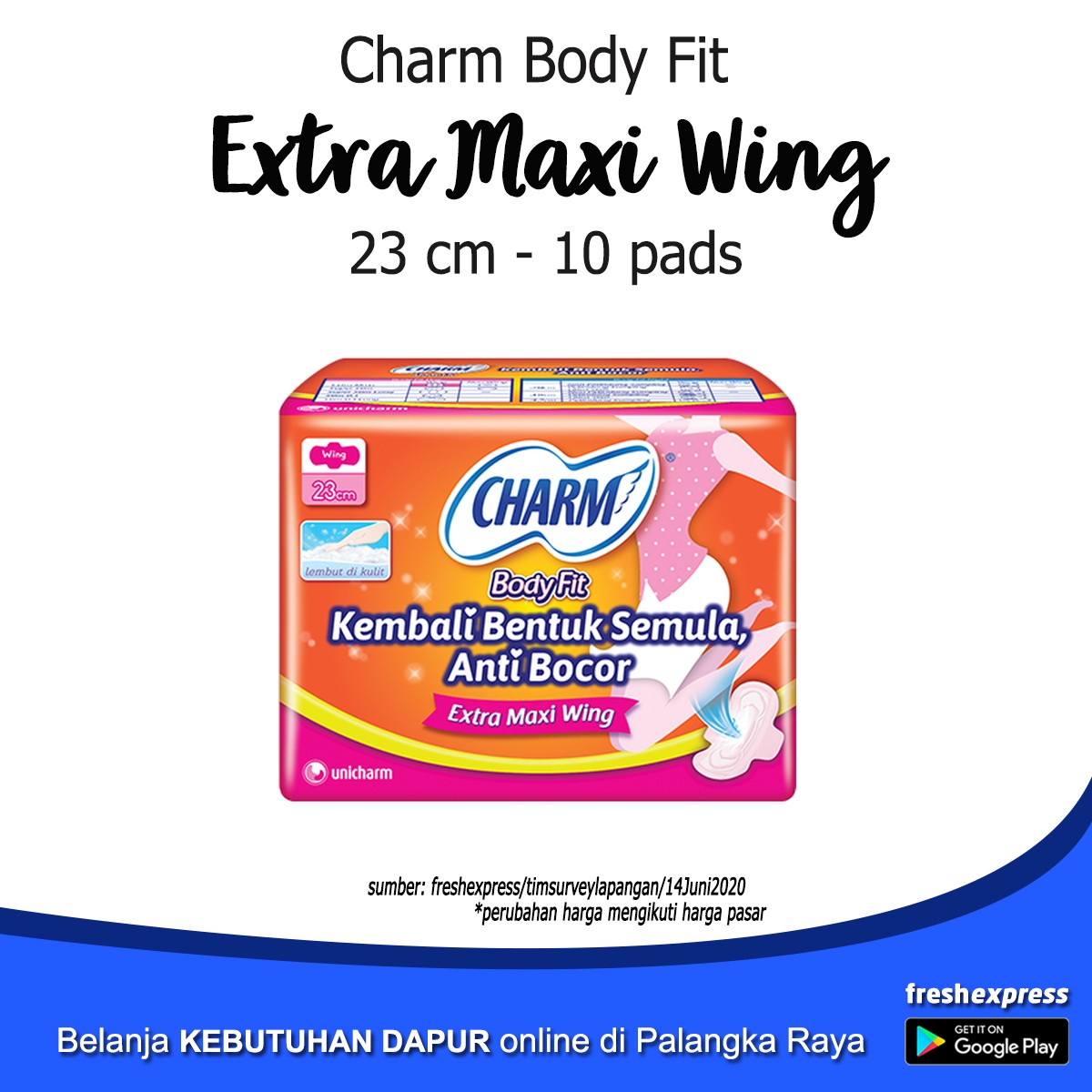 Charm Body Fit 23 Cm Non Wing 10 Pads
