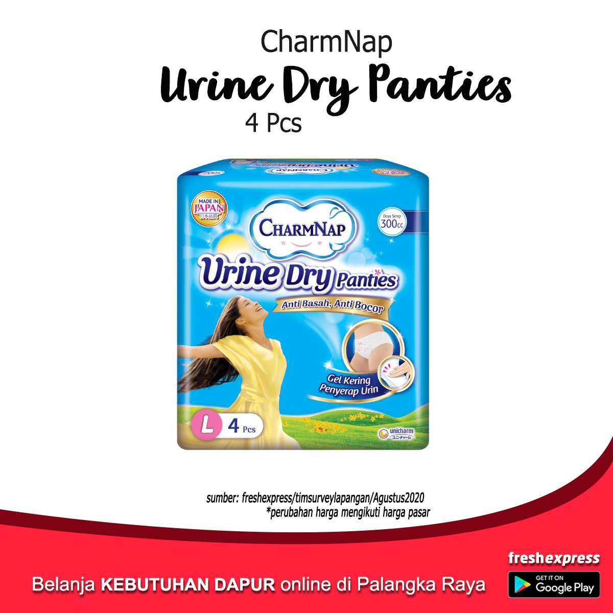 Charmnap Urine Day Panties L 300 CC 4 Pcs