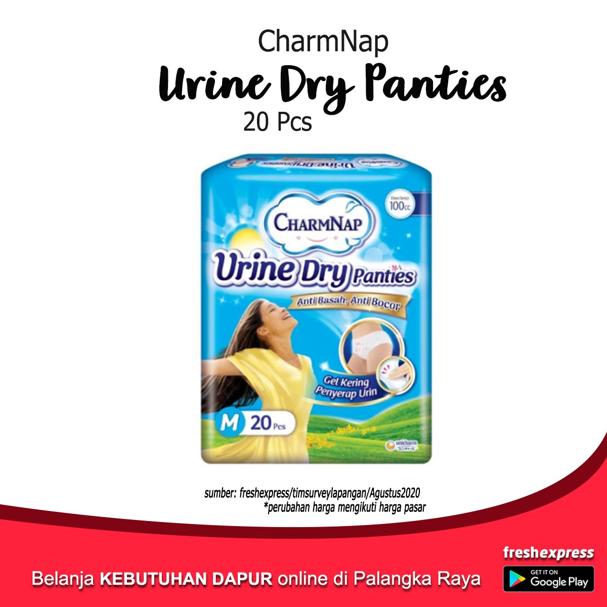 Charmnap Urine Dry Panties M 100 CC 20 Pcs