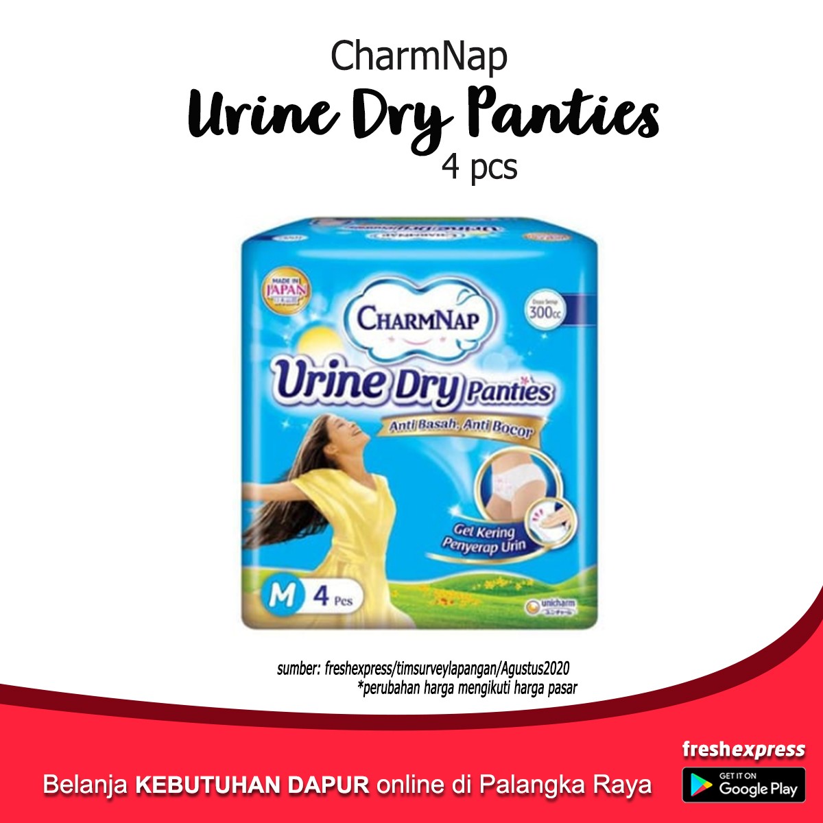 Charmnap Urine Dry Panties M 300 CC 4 Pcs