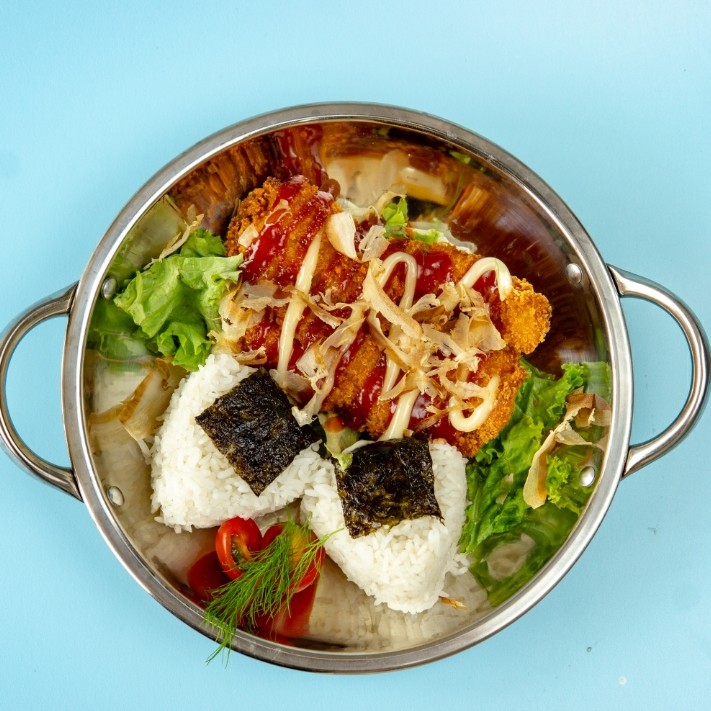 Chicken Katsu Onigiri With Mayo And Tonkatsu Sauce