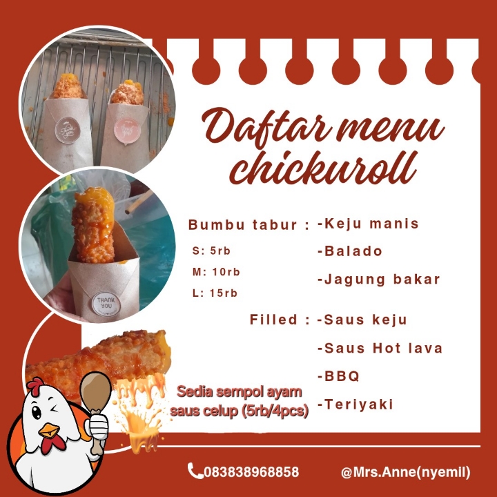 Chickuroll Size L Isi Saus BBQ Bumbu Tabur Keju 2