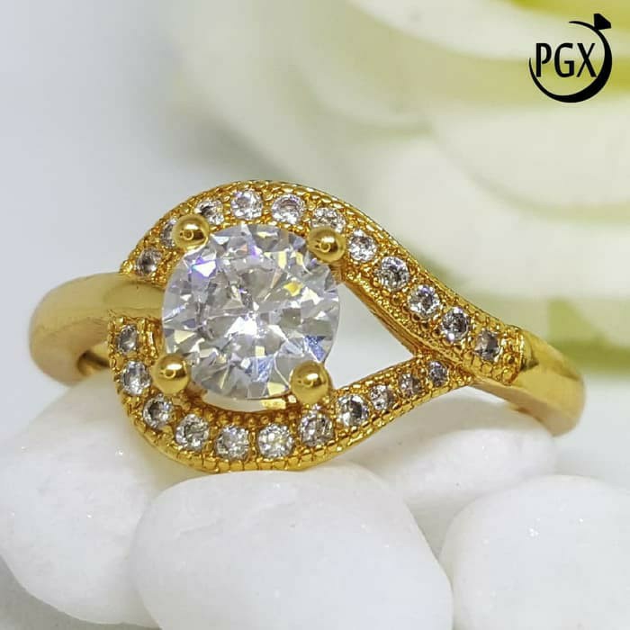Cincin Berlian Mewah - Perhiasan Xuping Lapis Emas - Z341