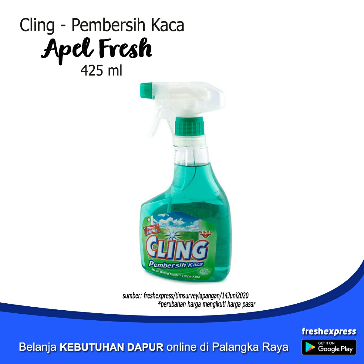 Cling Pembersih Kaca Apple Fresh 425 Ml