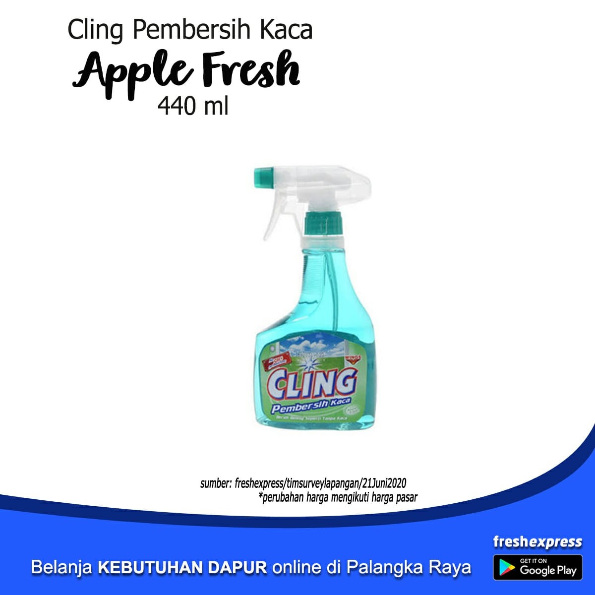 Cling Pembersih Kaca Apple Fresh 440 Ml