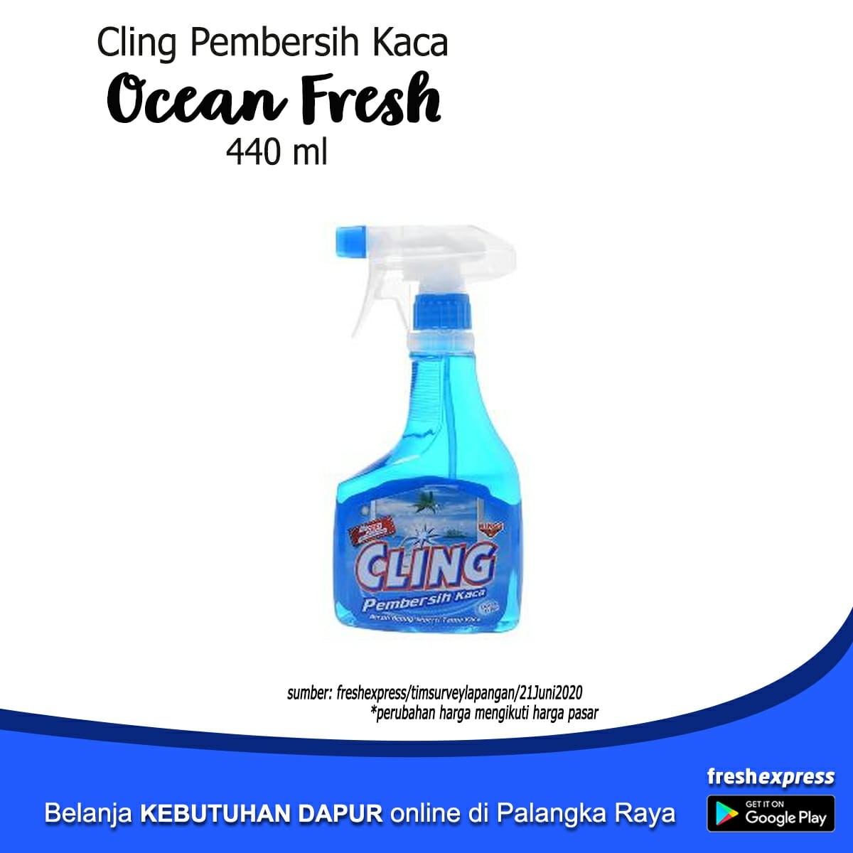 Cling Pembersih Kaca Ocean Fresh 440 Ml